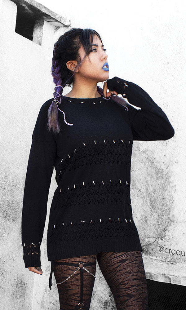 sweater gothic dark aesthetic grunge pulover con tachas puas picos