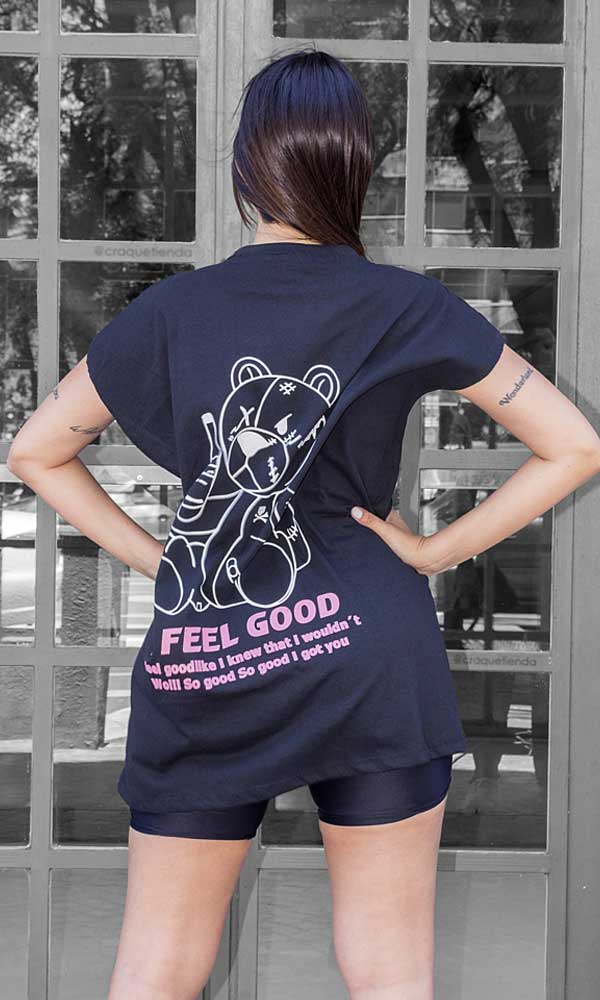 Remeron Musculosa Feel Good oso estampada L oversize urbana verano